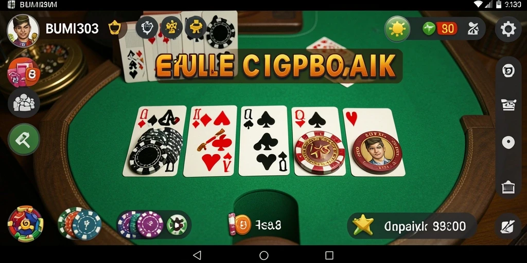 Tampilan menarik gameplay Gaple BUMI303 yang seru.