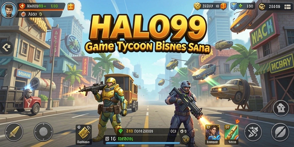 Screenshot gameplay HALO99 menunjukkan keseruan mengelola bisnis.