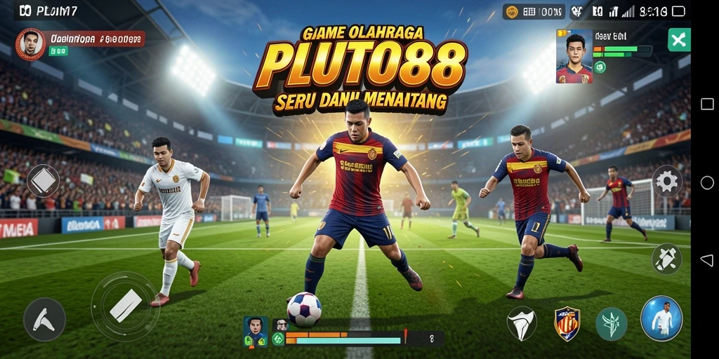 Tampilan screenshot utama PLUTO88 yang menampilkan gameplay olahraga yang seru.