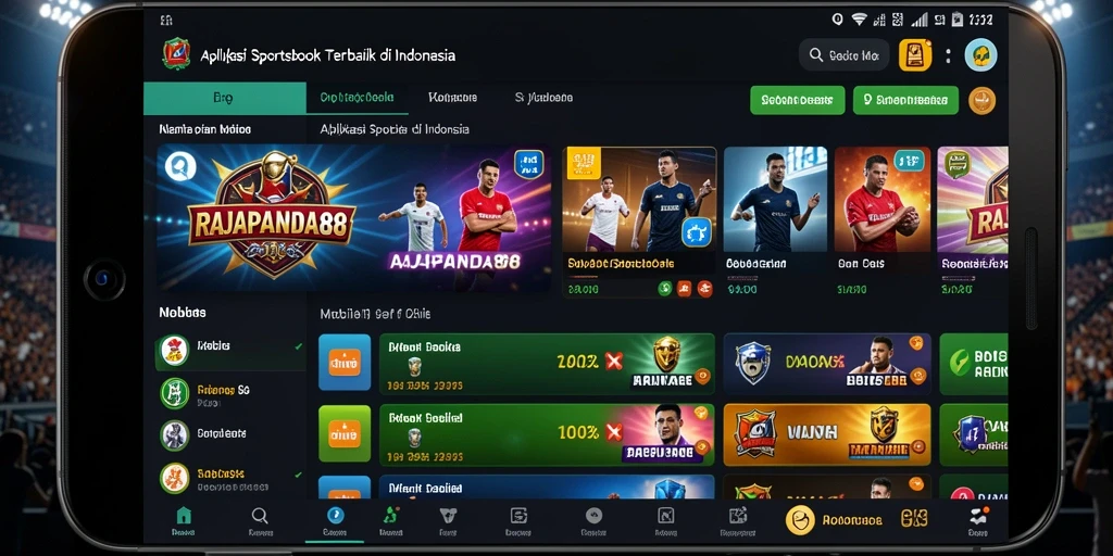 Screenshot utama RAJAPANDA88 menampilkan tampilan menarik dari aplikasi Sportsbook.
